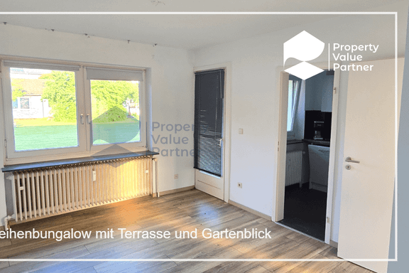 1-Zimmer-Reihenbungalow mit Terrasse und Gartenblick