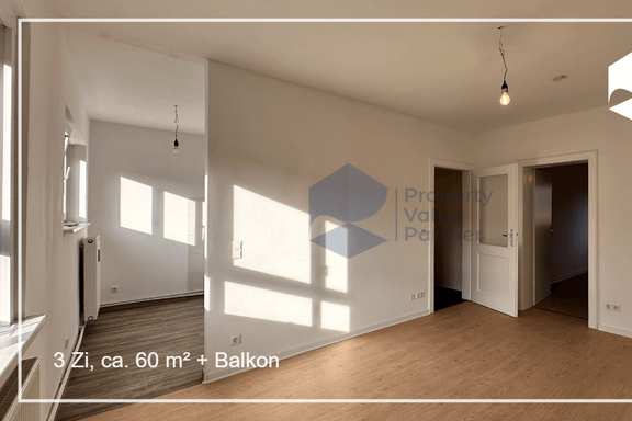 Frisch sanierte helle 3-Zimmer-Balkon-Wohnung