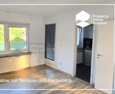 1-Zimmer-Reihenbungalow mit Terrasse und Gartenblick